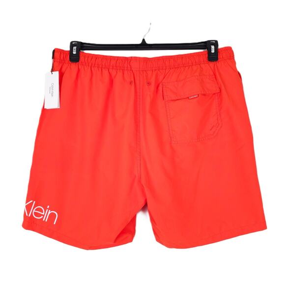 Calvin Klein Men's Volley Logo 7" Mesh Lined Swim Trunks Orange XXL NWT - Picture 2 of 9